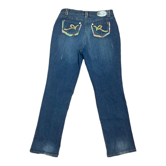 Rocawear womens 18 xl denim jeans straightleg printed logo embroidered hiphop 00 - Picture 1 of 14